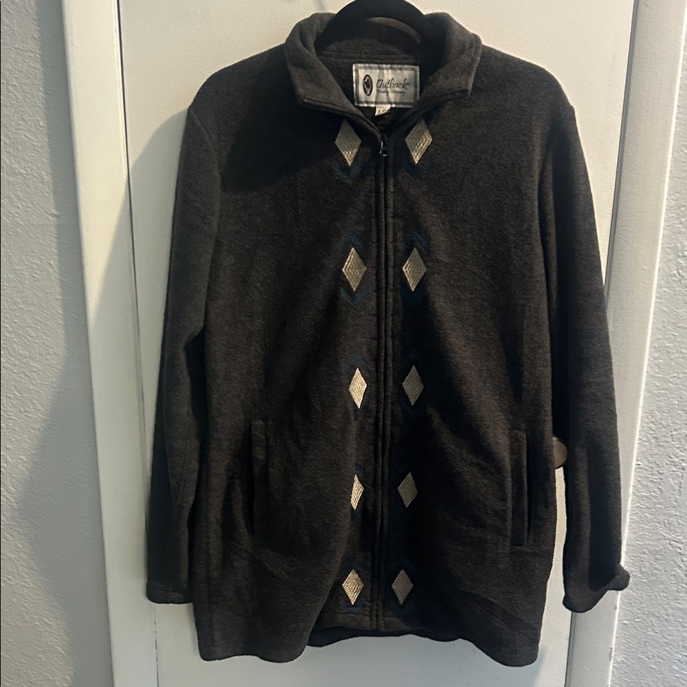 Black Fleece Jacket with Diamond Accents